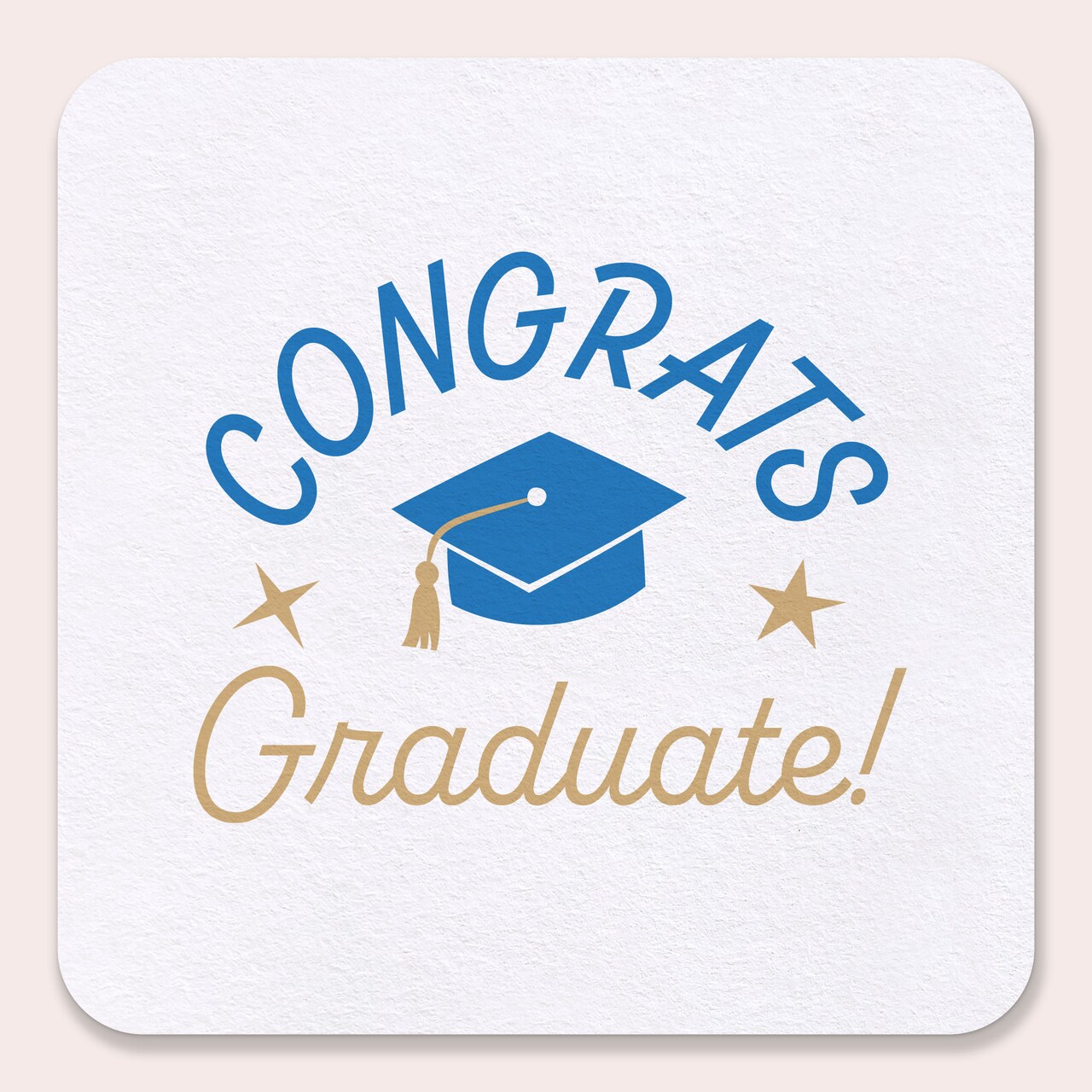 Big Dot of Happiness Blue Congrats Graduate Drink Coasters, 4-In Disposable Square Paper Coasters, Royal Blue Graduation Supplies, Table Decor - 25 Ct